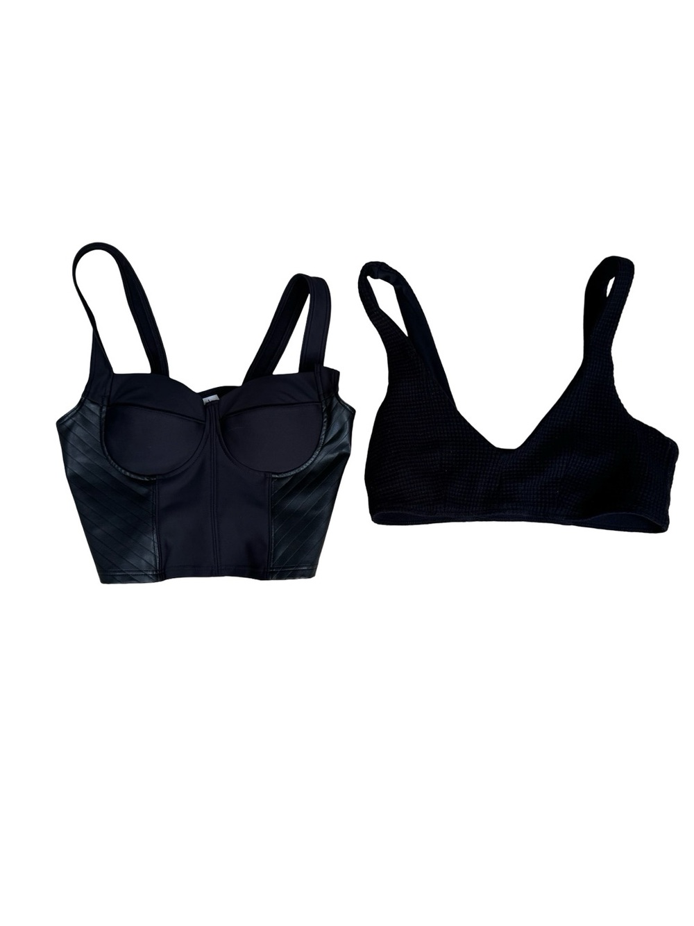 ALO Yoga Black Longline Bustier and Seamless Bralette Bundle